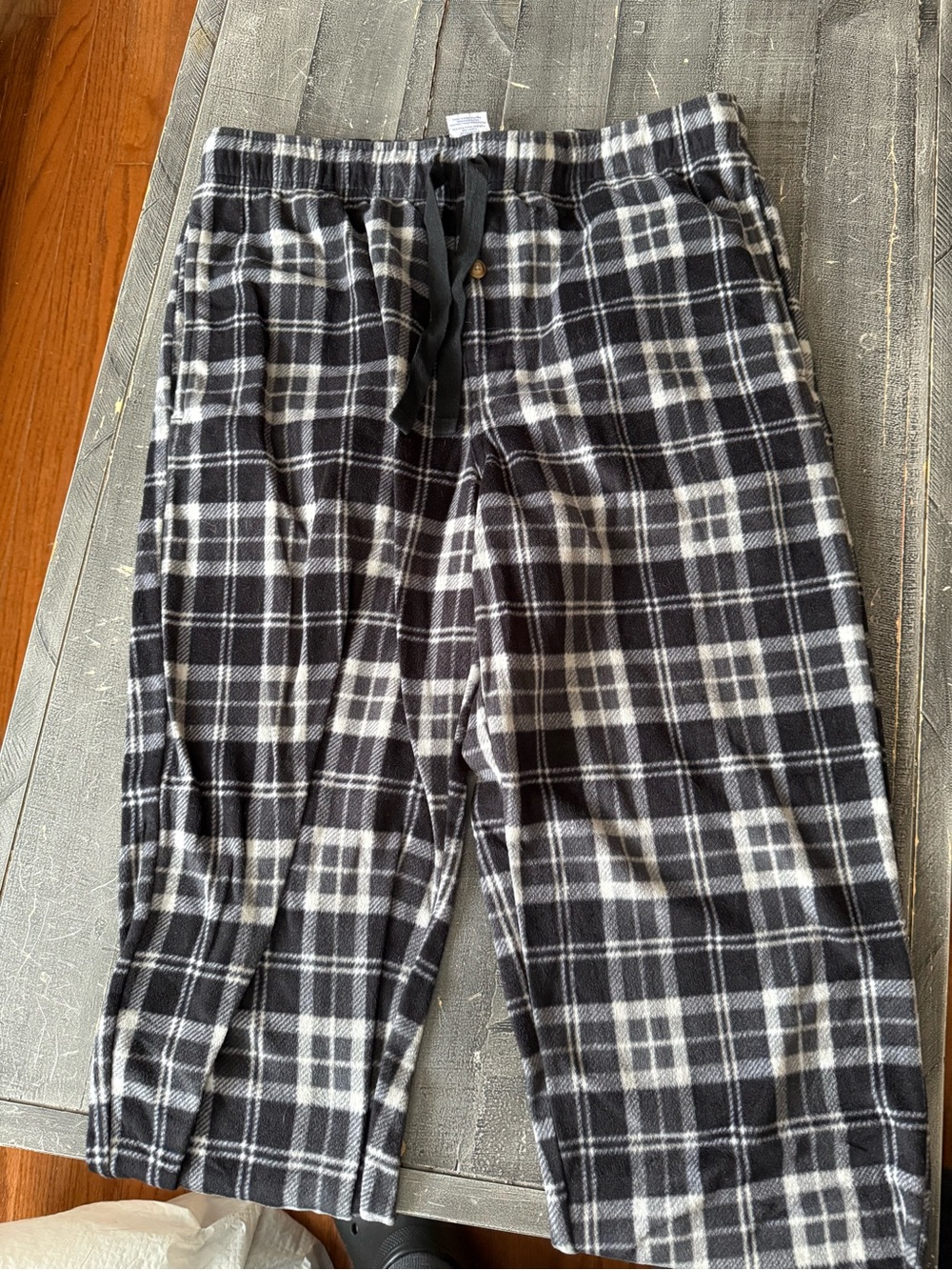Fruit of the Loom Black and Gray Plaid Men's Sleep Pants